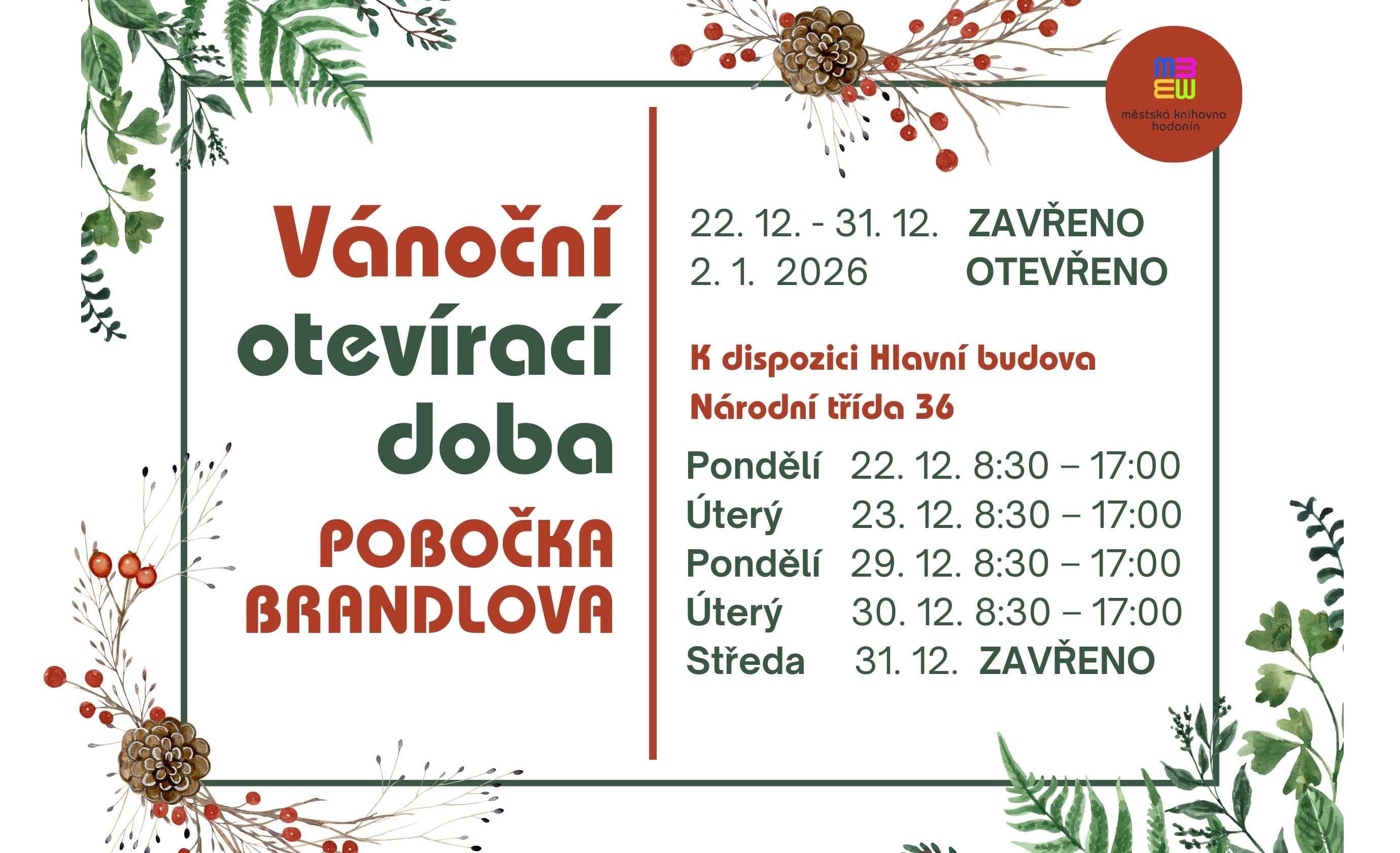 Vánoční otevírací doba